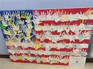 USA flag made of hands 